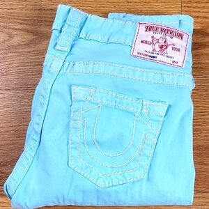 TRUE RELIGION 30x30 SKINNY GIRLS WOMEN EASTER EGG GREEN SOFT PRE-OWNED PANT JEAN